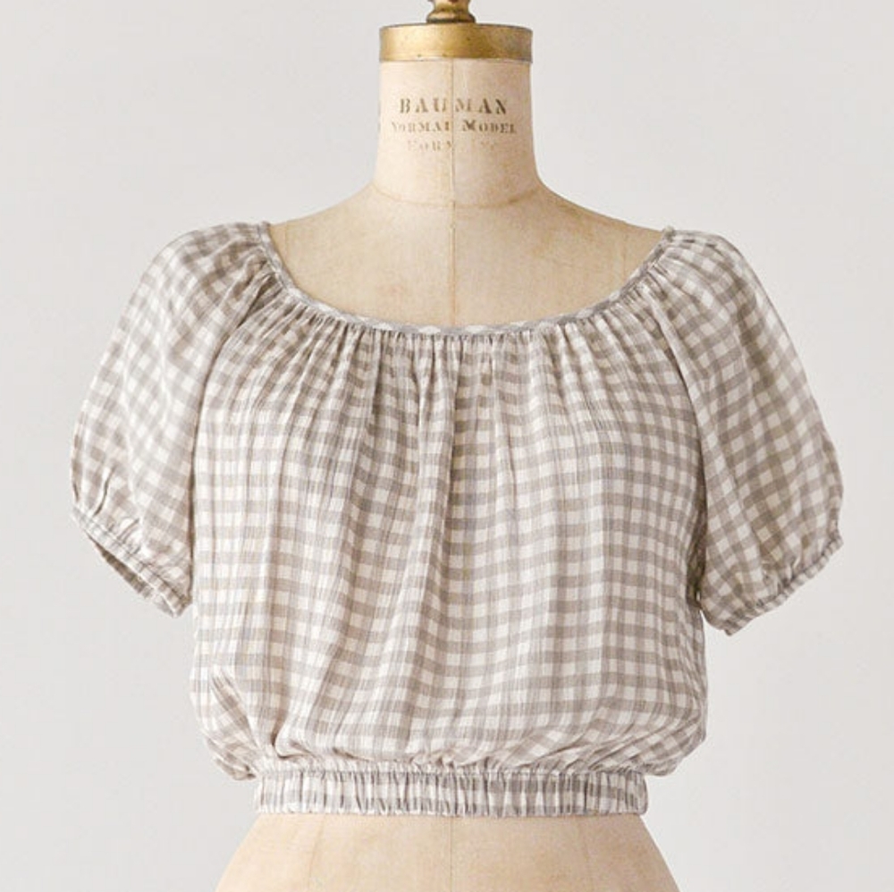 Vintage Gingham Checkered Crop Top